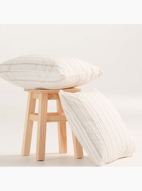 Pack de deux housses de coussin avec motif géométrique, tissu en fil teint -  Gamusi. - Kiabi