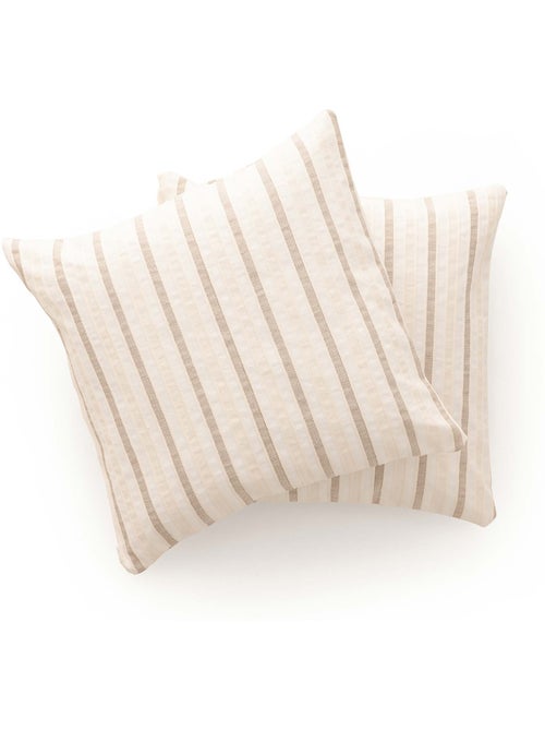 Pack de deux housses de coussin avec motif géométrique, tissu en fil teint -  Gamusi. - Kiabi