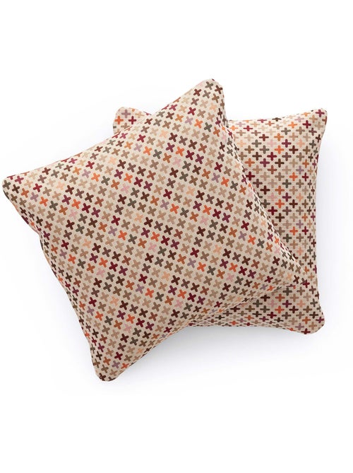 Pack de deux housses de coussin avec motif géométrique, tissu en fil teint -  Gamusi. - Kiabi