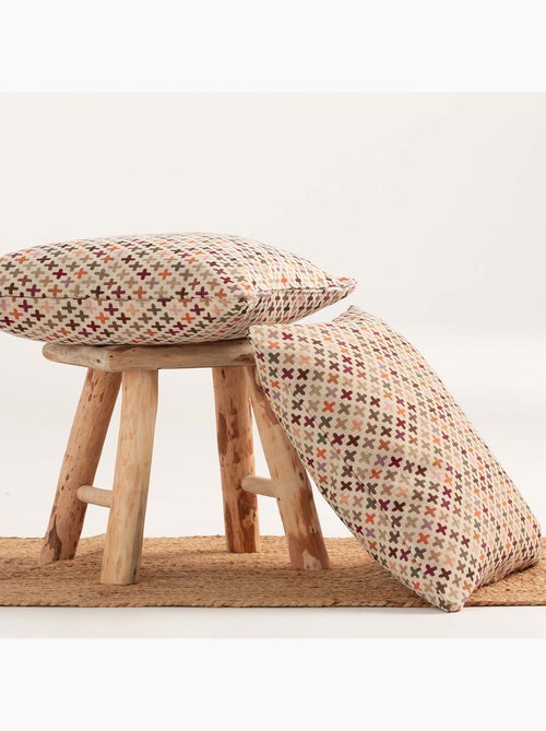 Pack de deux housses de coussin avec motif géométrique, tissu en fil teint -  Gamusi. - Kiabi