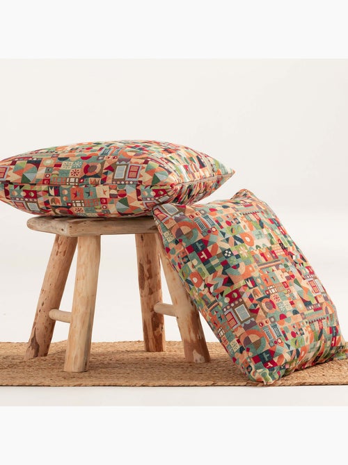 Pack de deux housses de coussin avec motif géométrique, tissu en fil teint -  Gamusi. - Kiabi