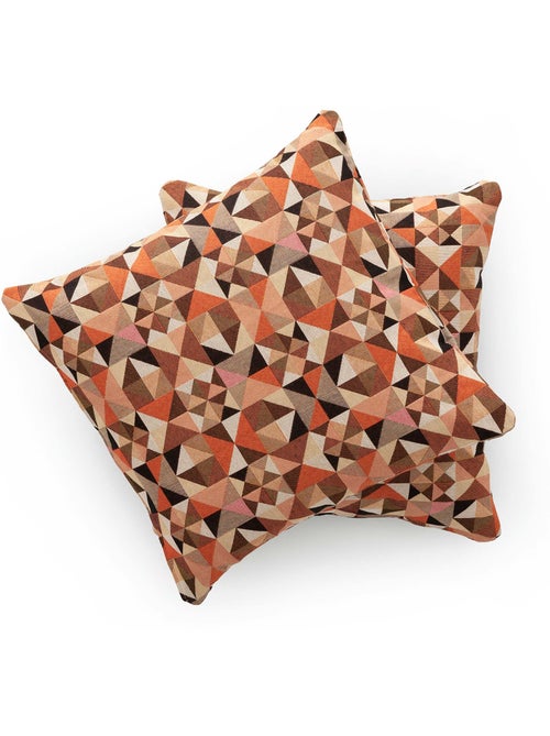 Pack de deux housses de coussin avec motif géométrique, tissu en fil teint -  Gamusi. - Kiabi