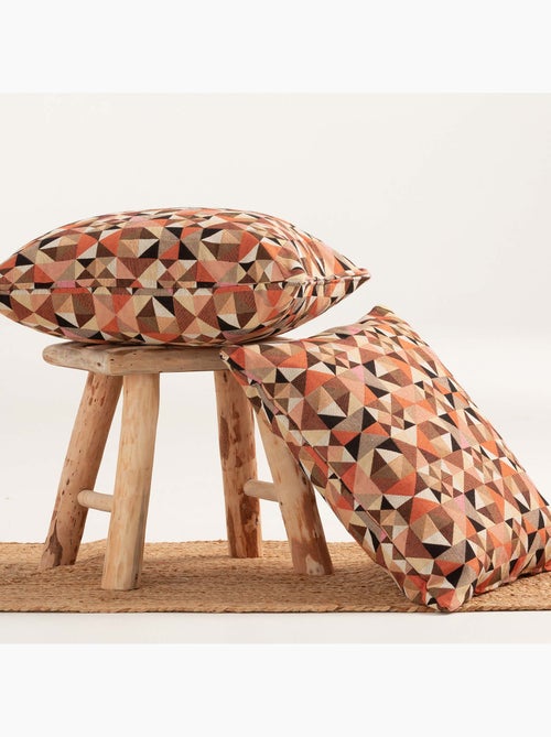 Pack de deux housses de coussin avec motif géométrique, tissu en fil teint -  Gamusi. - Kiabi