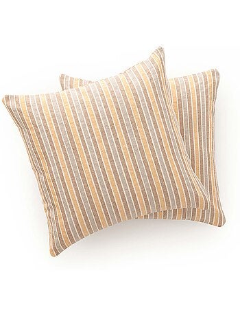 Pack de deux housses de coussin avec motif géométrique, tissu en fil teint - Gamusi.