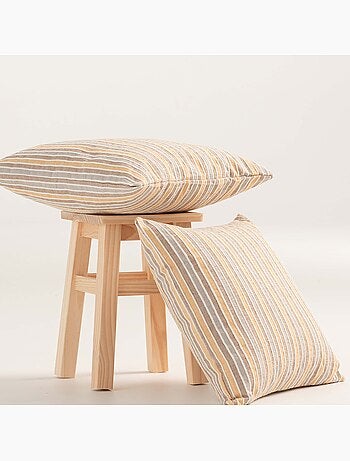 Pack de deux housses de coussin avec motif géométrique, tissu en fil teint - Gamusi.