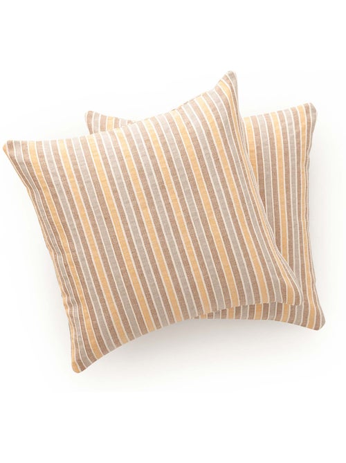 Pack de deux housses de coussin avec motif géométrique, tissu en fil teint -  Gamusi. - Kiabi