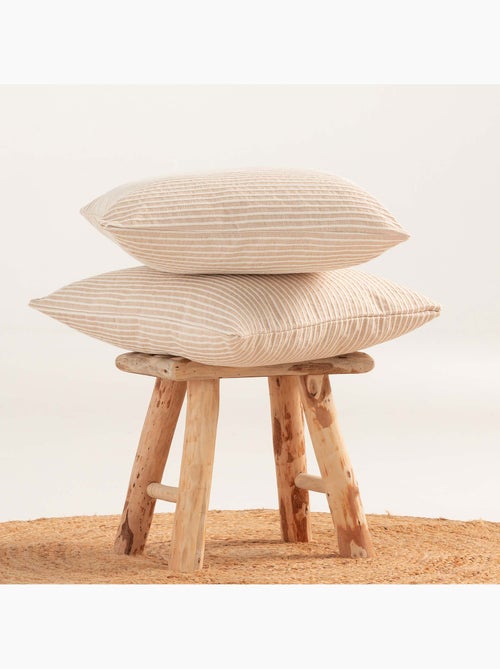 Pack de deux housses de coussin chiné à rayures, tissu en relief bicolore -  Gamusi. - Kiabi