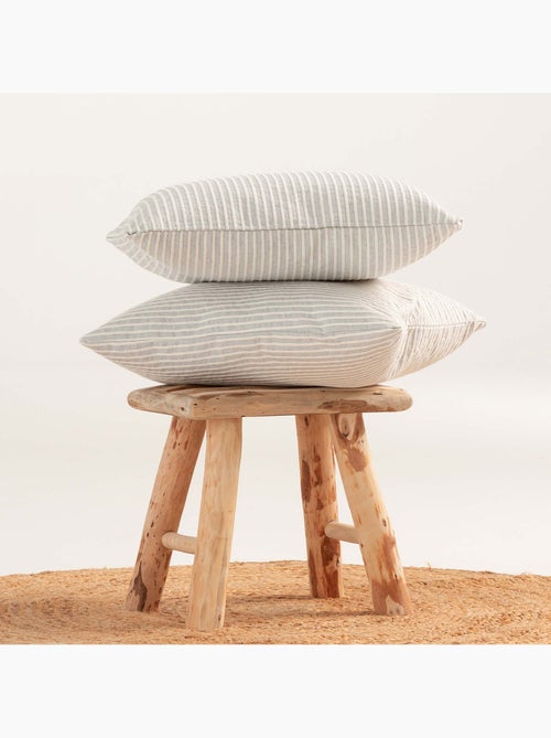 Pack de deux housses de coussin chiné à rayures, tissu en relief bicolore -  Gamusi. - Kiabi