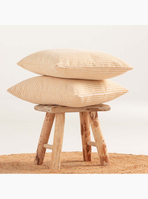 Pack de deux housses de coussin chiné à rayures, tissu en relief bicolore -  Gamusi. - Kiabi