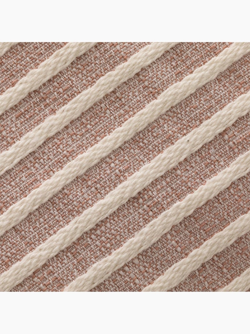Pack de deux housses de coussin chiné à rayures, tissu en relief bicolore -  Gamusi. Rose - Kiabi