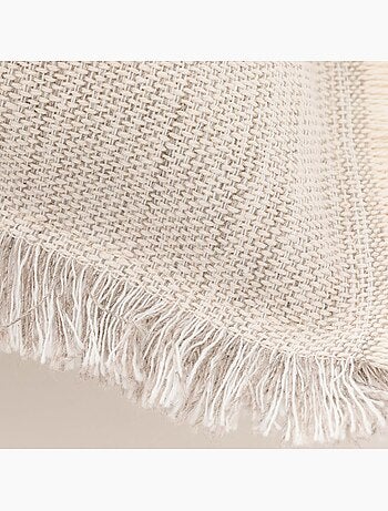 Pack de deux housses de coussin unies en tissu texturé en relief, avec franges - Gamusi.