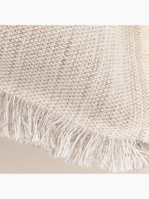Pack de deux housses de coussin unies en tissu texturé en relief, avec franges -  Gamusi. - Kiabi