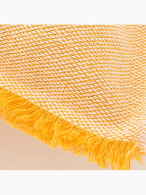 Pack de deux housses de coussin unies en tissu texturé en relief, avec franges -  Gamusi. - Kiabi