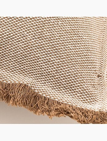 Pack de deux housses de coussin unies en tissu texturé en relief, avec franges - Gamusi.
