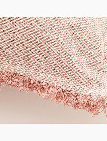 Pack de deux housses de coussin unies en tissu texturé en relief, avec franges - Gamusi.