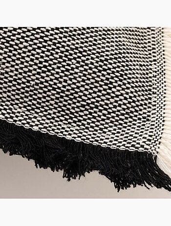 Pack de deux housses de coussin unies en tissu texturé en relief, avec franges - Gamusi.