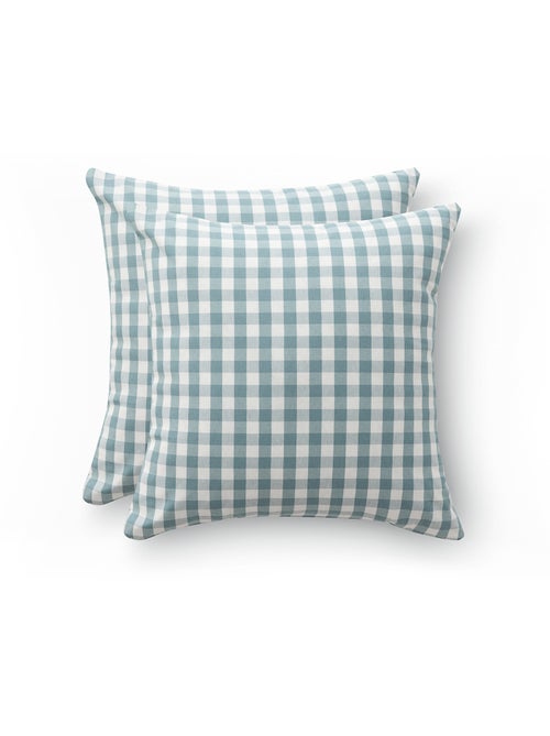 Pack de deux housses de coussin unies en tissu texturé en relief, avec franges -  Gamusi. - Kiabi