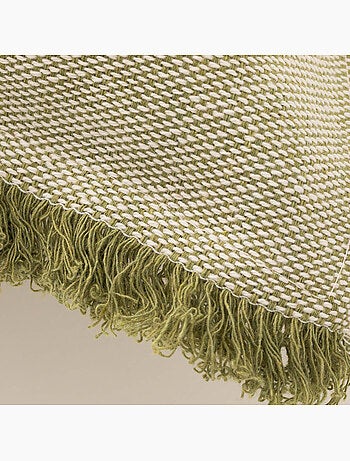 Pack de deux housses de coussin unies en tissu texturé en relief, avec franges - Gamusi.