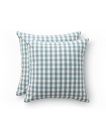 Pack de deux housses de coussin unies en tissu texturé en relief, avec franges.