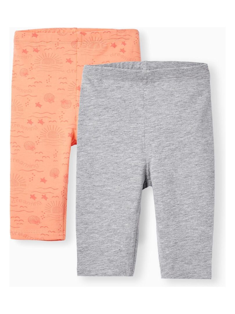 Pack de deux leggings courts pour bebe fille EXPLORING AUSTRALIA Blanc Orange clair Kiabi nu