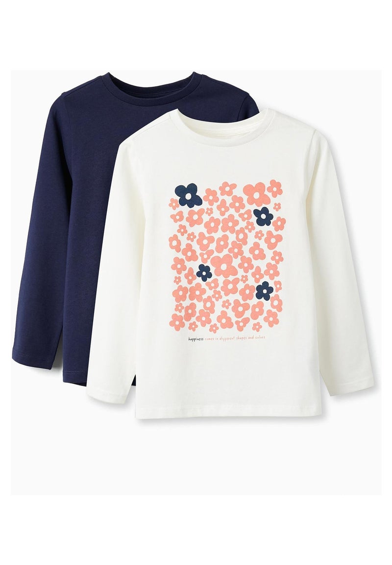 Pack de deux t-shirts à manches longues pour fille manches longues THE WAVE TRIBE Blanc - Kiabi