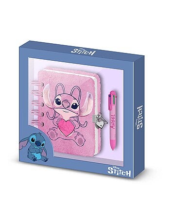 Pack de Journal Plush + Stylo - Disney Lilo et Stitch Angel Heart - Rose - Taille Unique