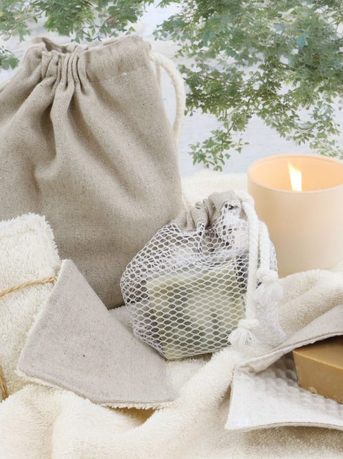 Pack de lingettes lavables + un filet et une pochette é savon LINELLE - Kiabi