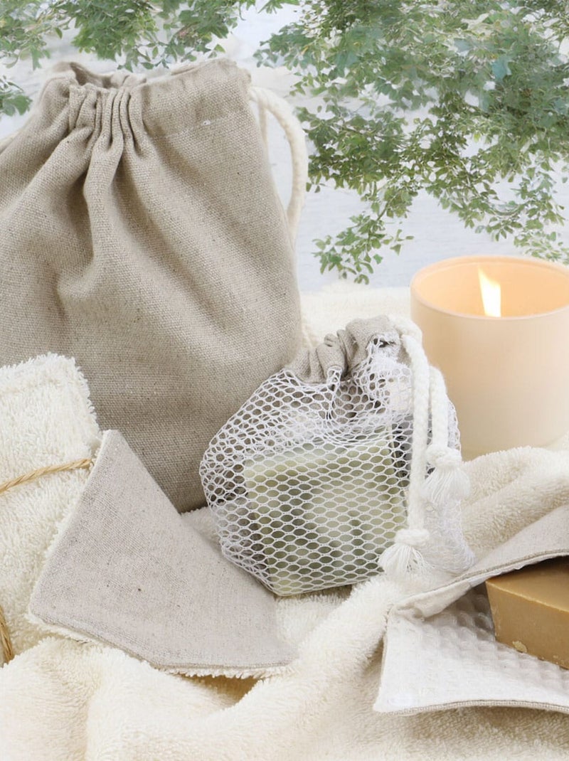 Pack de lingettes lavables + un filet et une pochette é savon LINELLE Beige - Kiabi