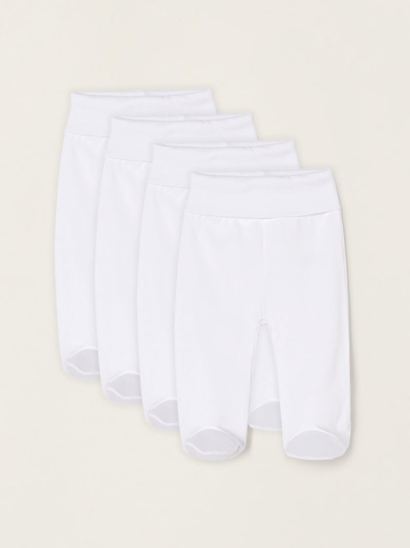 Pack de quatre bloomers blancs avec pieds pour nouveau-né et bébé ESSENTIALS LINE Blanc - Kiabi