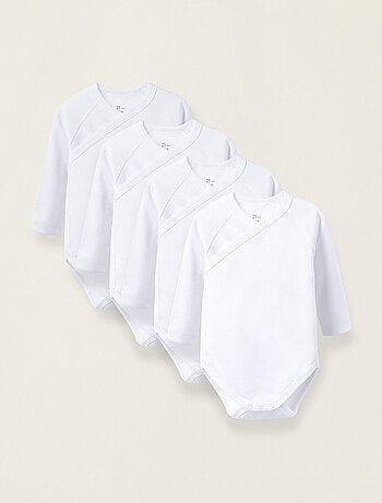 Pack de quatre bodies blancs pour bébé manches longues ESSENTIALS LINE