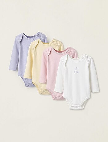 Pack de quatre body 100% coton, épaules croisées ESSENTIALS LINE