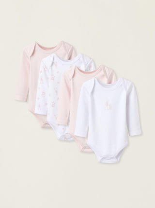 Pack de quatre body 100% coton, épaules croisées ESSENTIALS LINE