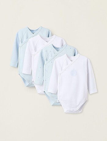 Pack de quatre body 100% coton, fermeture à glissière croisée ESSENTIALS LINE