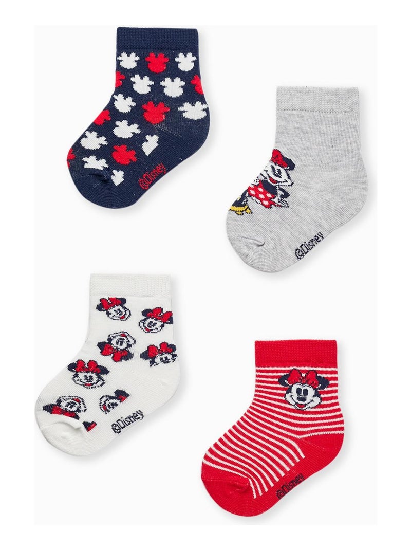 Pack de quatre paires de chaussettes Disney pour bébé fille MINNIE Multicolore - Kiabi