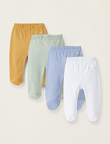 Pack de quatre pantalons avec pieds pour bébé et nouveau-né ESSENTIALS LINE