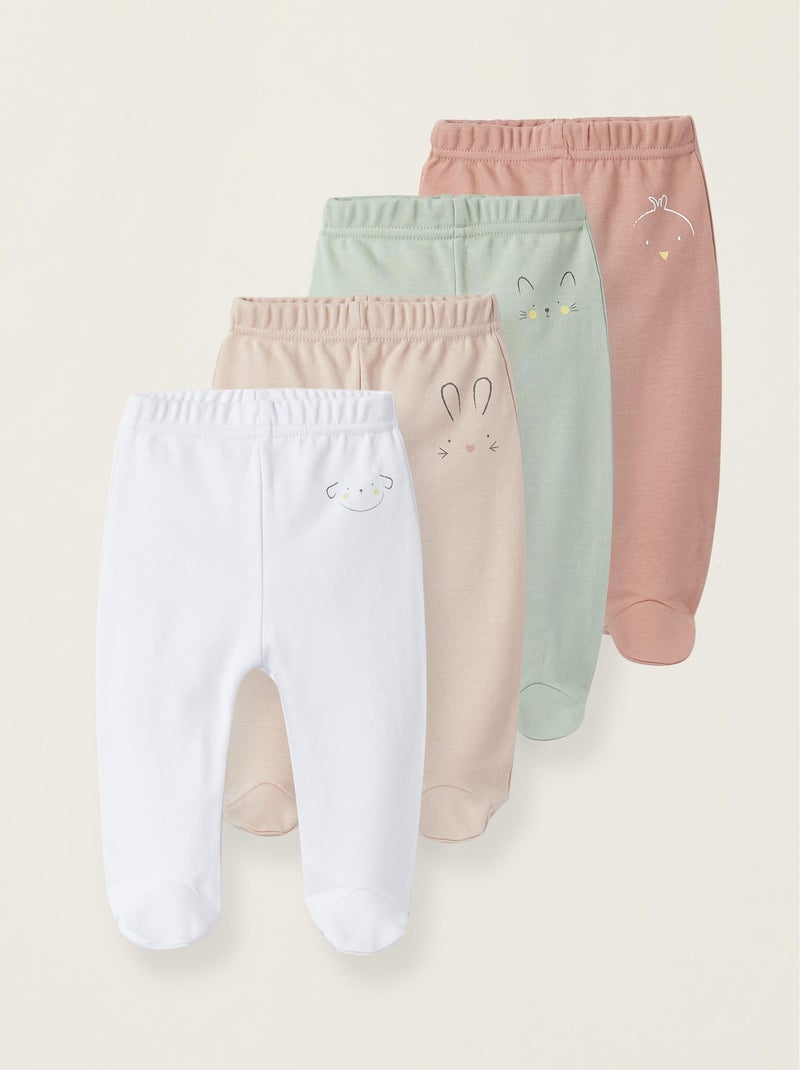 Pack de quatre pantalons avec pieds pour bébé et nouveau-né ESSENTIALS LINE Multicolore - Kiabi