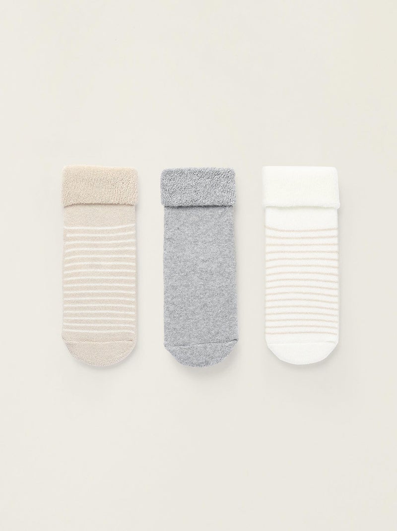 Pack de trois antislip socks night antidérapant, uni/rayé ESSENTIALS LINE Multicolore - Kiabi