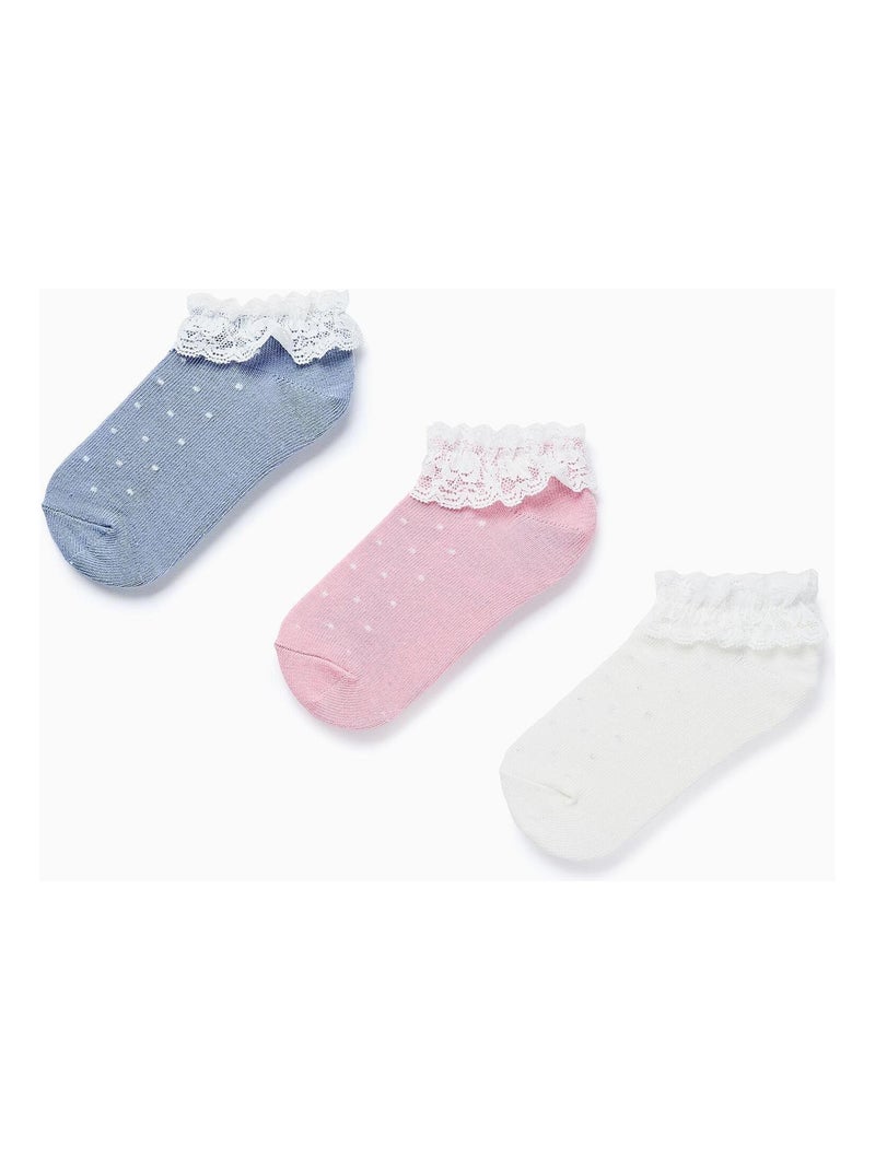 Pack de trois chaussettes lurex à pois, avec dentelle NEW YORK Multicolore - Kiabi