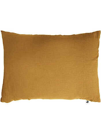 Pack double gaze de coton housse de couette 240 x 220 cm + 2 taies d'oreiller 50 x 70 jaune