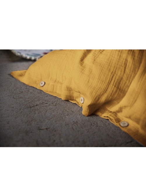 Pack double gaze de coton housse de couette 240 x 220 cm + 2 taies d'oreiller 50 x 70 jaune - Kiabi Pack double gaze de coton housse de couette 240 x 220 cm + 2 taies d'oreiller 50 x 70 jaune - Kiabi
