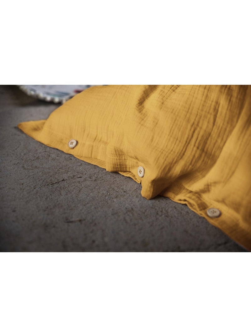 Pack double gaze de coton housse de couette 240 x 220 cm + 2 taies d'oreiller 50 x 70 jaune Jaune - Kiabi
