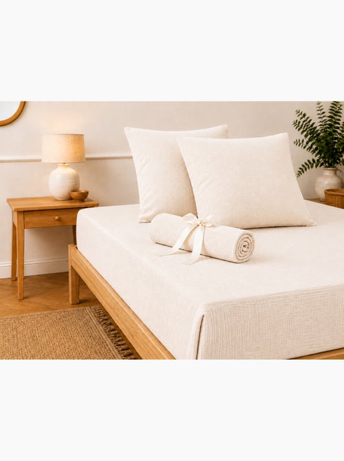 Pack drap housse + 2 taies d’oreiller double gaze de coton gaïa - Kiabi Pack drap housse + 2 taies d’oreiller double gaze de coton gaïa - Kiabi