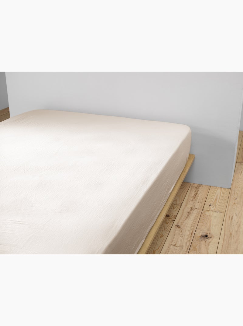Pack drap housse + 2 taies d’oreiller double gaze de coton gaïa Beige clair - Kiabi