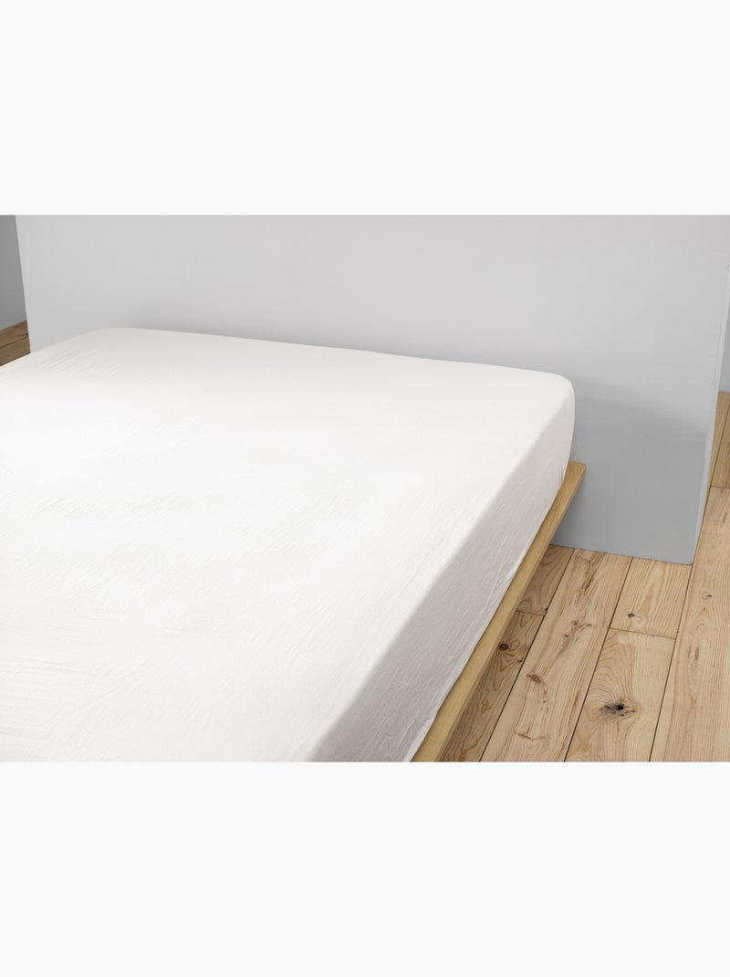 Pack Drap Housse + 2 Taies d’Oreiller Double Gaze de Coton GAÏA Blanc - Kiabi