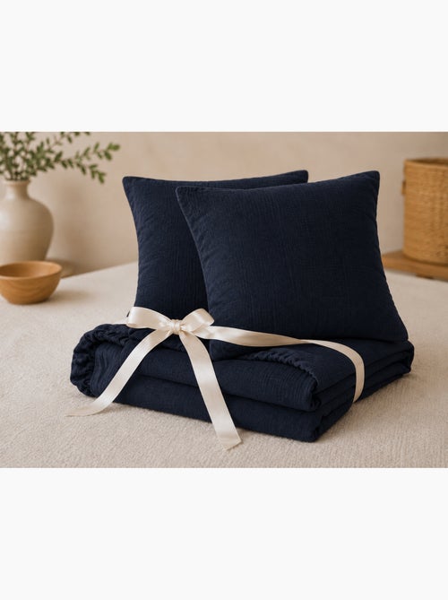 Pack Drap Housse + 2 Taies d’Oreiller Double Gaze de Coton GAÏA - Kiabi