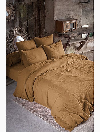 Pack Drap Housse + 2 Taies d’Oreiller Double Gaze de Coton GAÏA