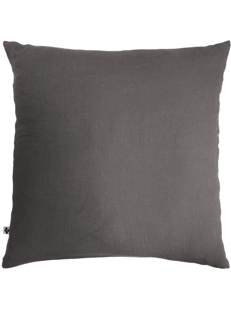 Pack Drap Housse + 2 Taies d’Oreiller Double Gaze de Coton GAÏA Gris Granit - Kiabi