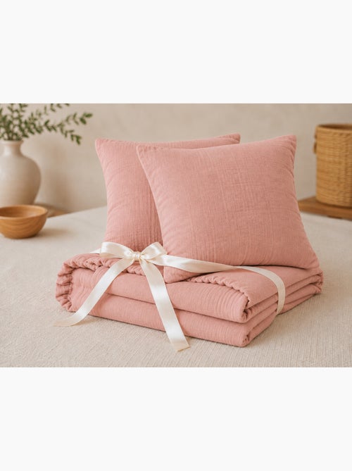 Pack drap housse + 2 taies d’oreiller double gaze de coton gaïa - Kiabi Pack drap housse + 2 taies d’oreiller double gaze de coton gaïa - Kiabi