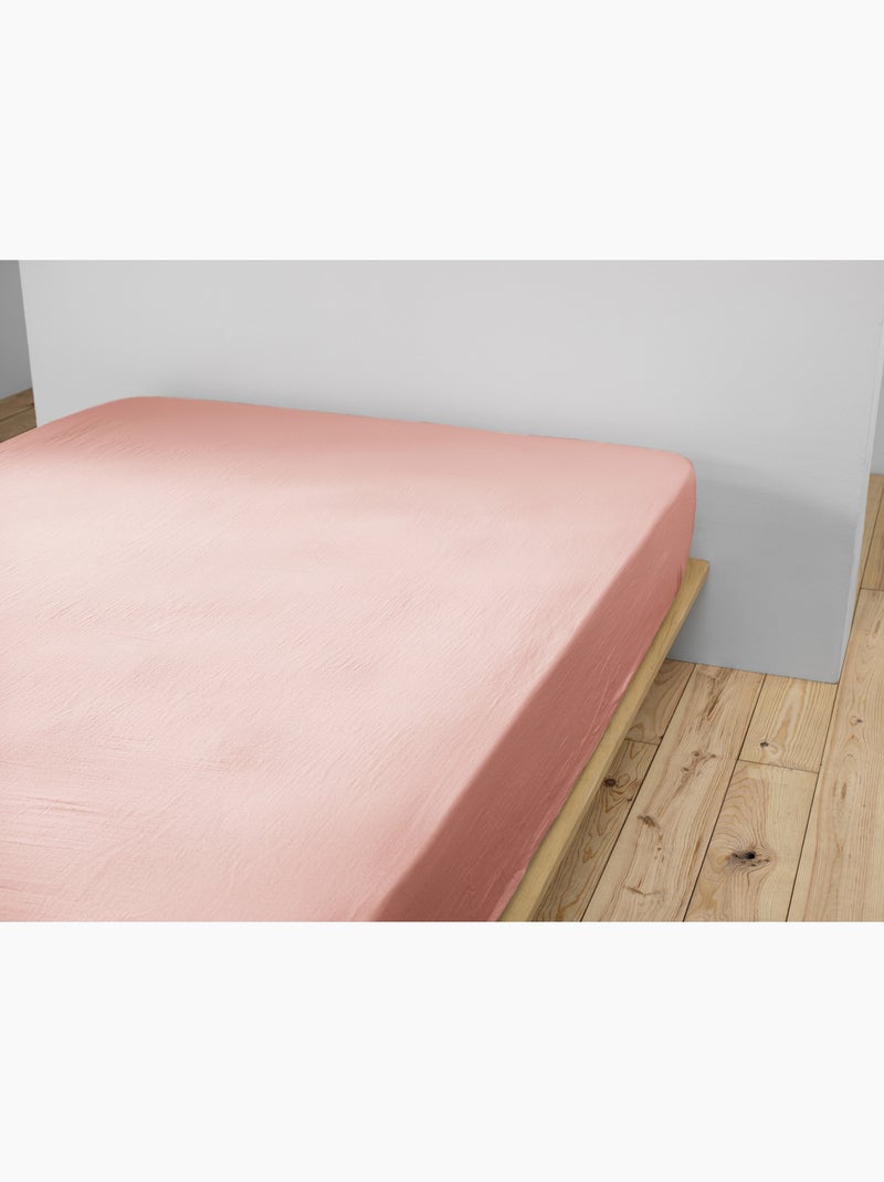 Pack drap housse + 2 taies d’oreiller double gaze de coton gaïa Peche - Kiabi