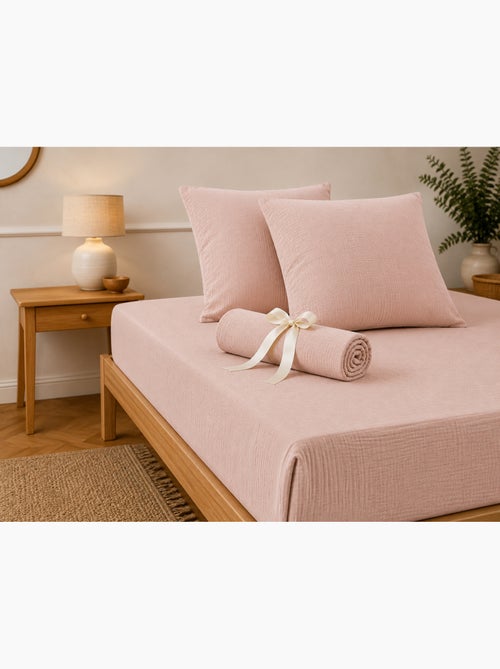Pack Drap Housse + 2 Taies d’Oreiller Double Gaze de Coton GAÏA - Kiabi